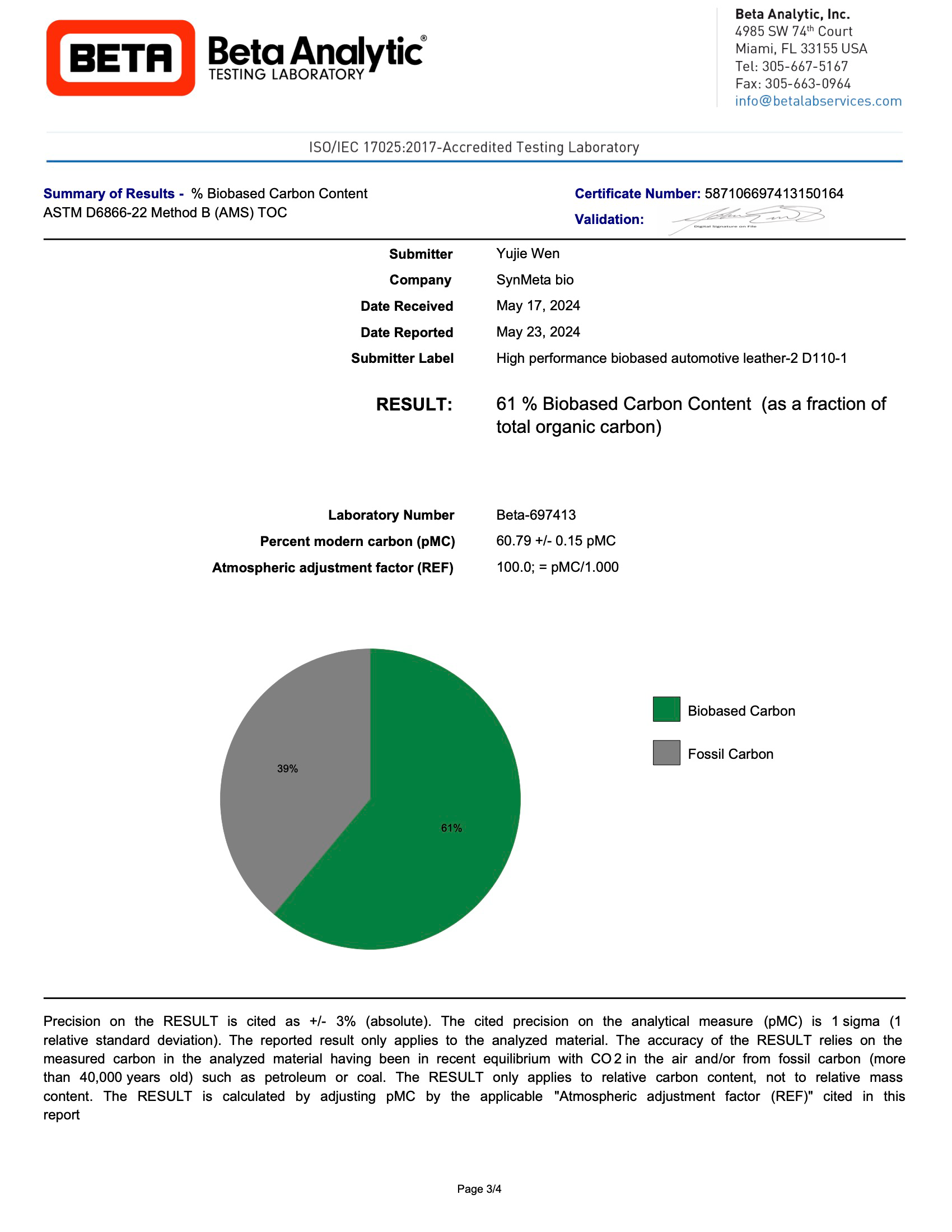 Beta Analytic sustainability certification report